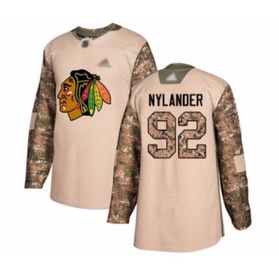 Men's Chicago Blackhawks #92 Alexander Nylander Authentic Camo Veterans Day Practice Hockey Jersey - Ujersey
