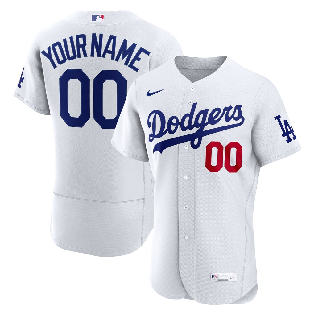 Men's Los Angeles Dodgers Nike White Home Authentic Custom Jersey - U-jersey