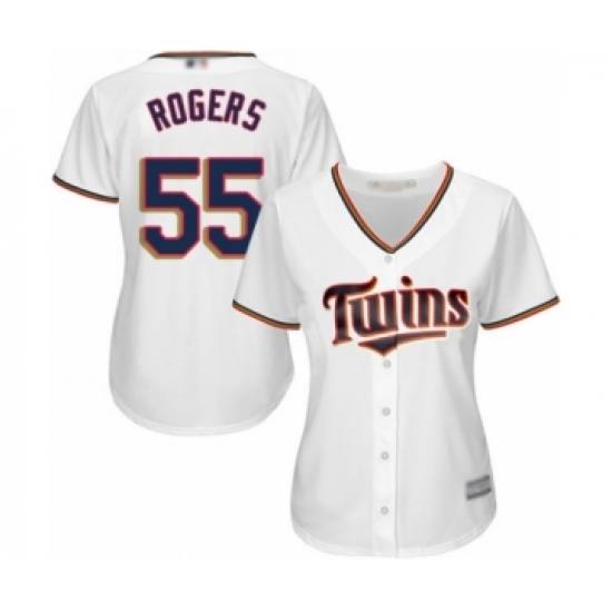 Women's Minnesota Twins #55 Taylor Rogers Authentic White Home Cool Base Baseball Player Jersey - Ujersey