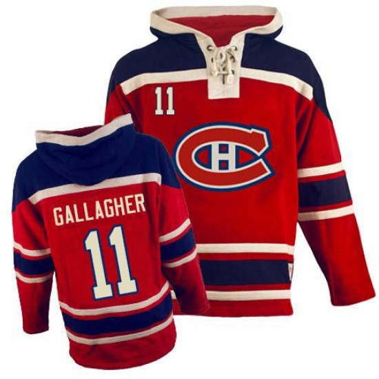 Men's Old Time Hockey Montreal Canadiens #11 Brendan Gallagher Premier Red Sawyer Hooded Sweatshirt NHL Jersey - Ujersey