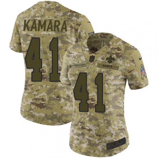 Women's Nike New Orleans Saints #41 Alvin Kamara Limited Camo 2018 Salute to Service NFL Jersey - Ujersey