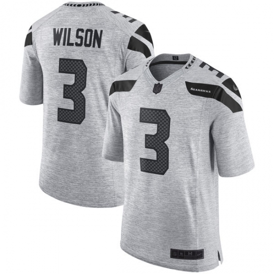 Men's Nike Seattle Seahawks #3 Russell Wilson Limited Gray Gridiron II NFL Jersey - Ujersey