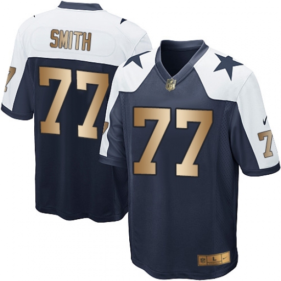Youth Nike Dallas Cowboys #77 Tyron Smith Elite Navy/Gold Throwback Alternate NFL Jersey - Ujersey