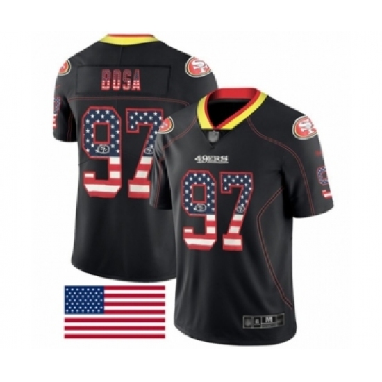Men's San Francisco 49ers #97 Nick Bosa Limited Black Rush USA Flag Football Jersey - Ujersey