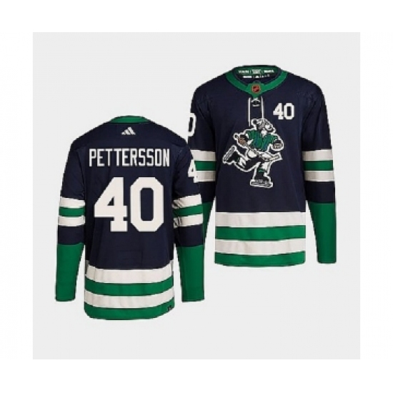 Men's Vancouver Canucks #40 Elias Pettersson Navy 2022 Reverse Retro Stitched Jersey - Ujersey
