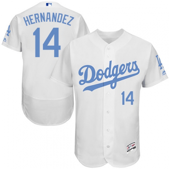 Men's Majestic Los Angeles Dodgers #14 Enrique Hernandez Authentic White 2016 Father's Day Fashion Flex Base MLB Jersey - Ujersey