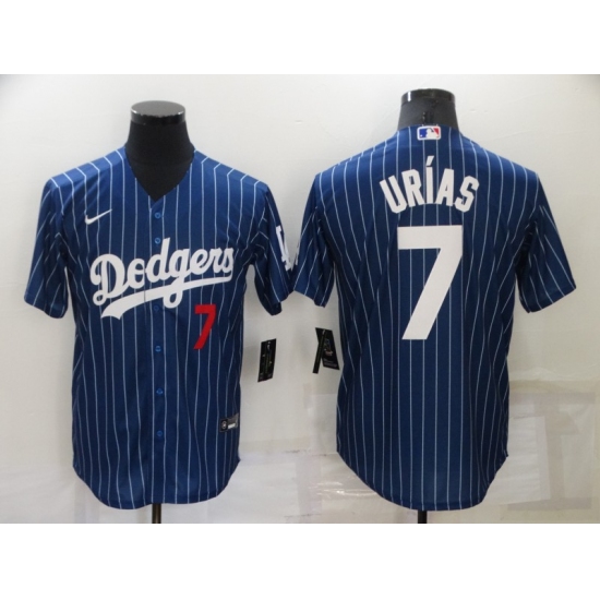Men's Nike Los Angeles Dodgers #7 Julio Urias Blue Stripes Authentic Jersey - Ujersey