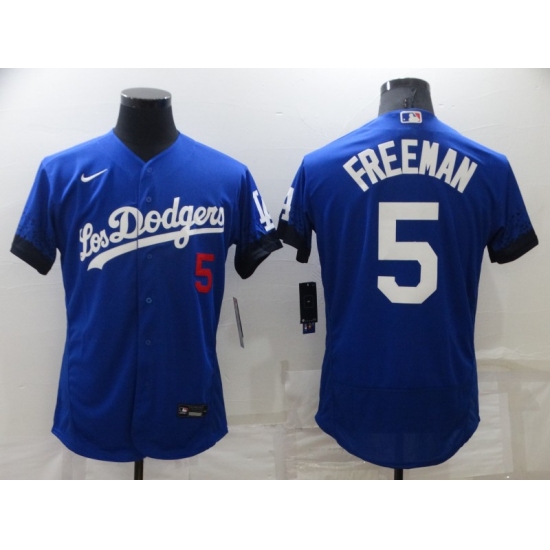 Men's Los Angeles Dodgers #5 Freddie Freeman Blue City Player Jerseys - Ujersey