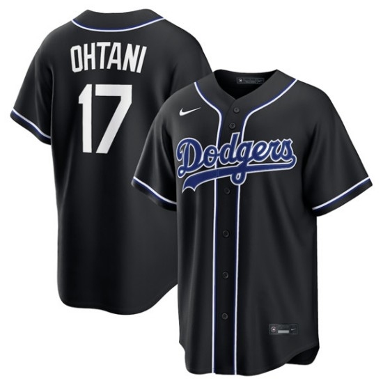 Men's Los Angeles Dodgers #17 Shohei Ohtani 2026 Black Out Stitched Baseball Jersey - Ujersey