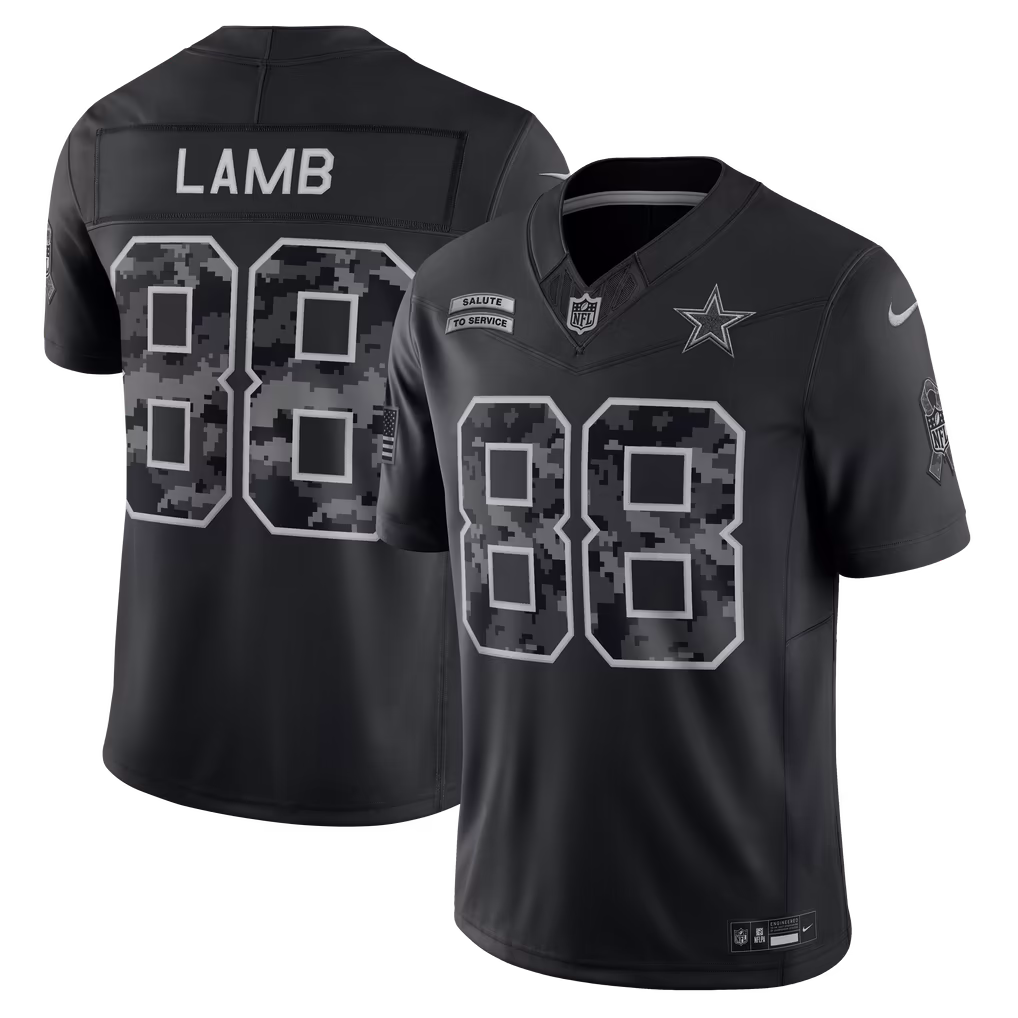 Men's Dallas Cowboys CeeDee Lamb Nike Black 2026 Salute to Service Stitched Limited Jersey - U-jersey