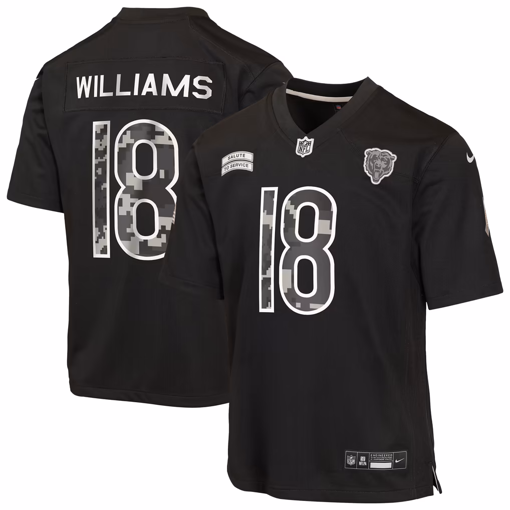 Youth Chicago Bears Caleb Williams Nike Black 2026 Salute to Service Game Jersey - U-jersey
