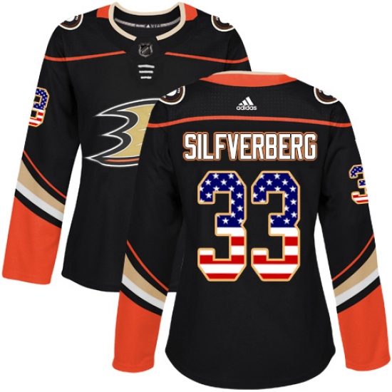 Women's Adidas Anaheim Ducks #33 Jakob Silfverberg Authentic Black USA Flag Fashion NHL Jersey - Ujersey