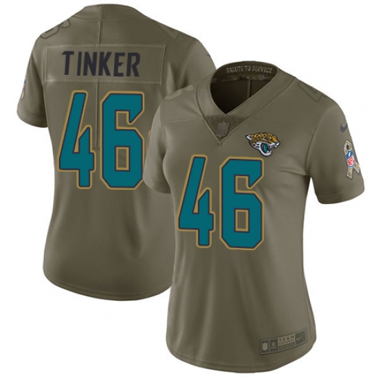 Women's Nike Jacksonville Jaguars #46 Carson Tinker Limited Olive 2017 Salute to Service NFL Jersey - Ujersey
