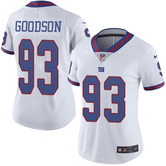 Women's Nike New York Giants #93 B.J. Goodson Limited White Rush Vapor Untouchable NFL Jersey - Ujersey
