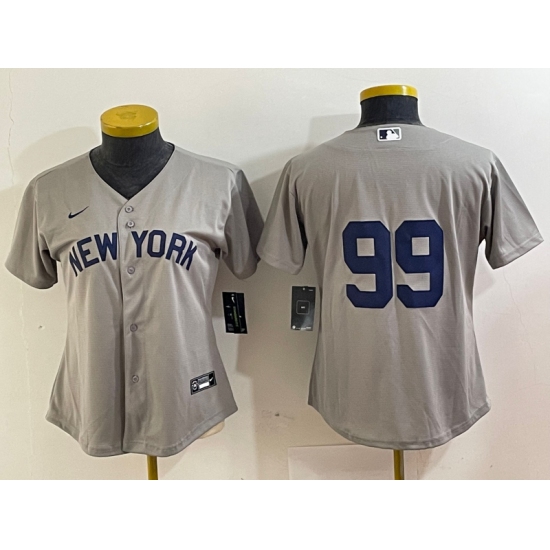 Women's New York Yankees #99 Aaron Judge 2021 Grey Field of Dreams Cool Base Stitched Jersey - Ujersey