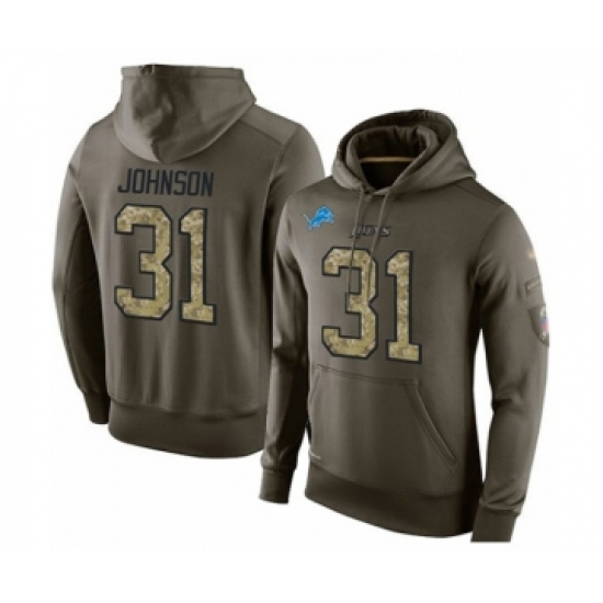 Football Men's Detroit Lions #31 Ty Johnson Green Salute To Service Pullover Hoodie - Ujersey