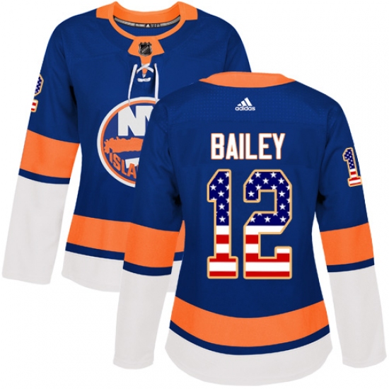 Women's Adidas New York Islanders #12 Josh Bailey Authentic Royal Blue USA Flag Fashion NHL Jersey - Ujersey