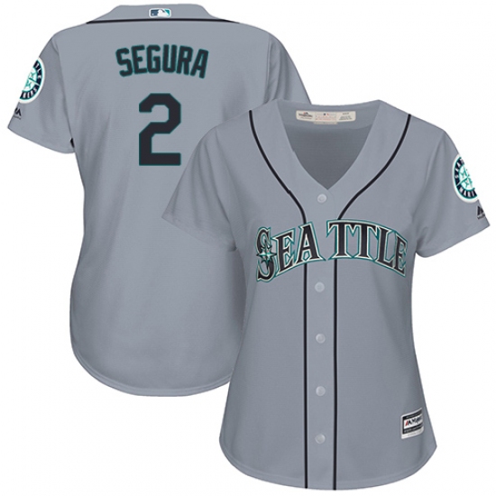Women's Majestic Seattle Mariners #2 Jean Segura Authentic Grey Road Cool Base MLB Jersey