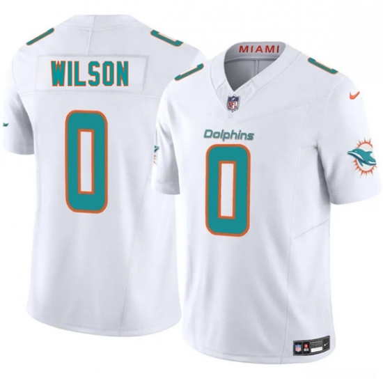 Men's Miami Dolphins #0 Zach Wilson White 2025 Draft F.U.S.E. Vapor Limited Football Stitched Jersey - Ujersey