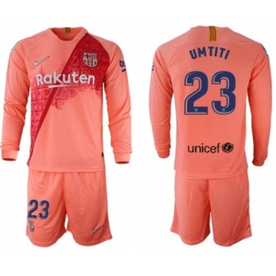 Barcelona #23 Umtiti Third Long Sleeves Soccer Club Jersey