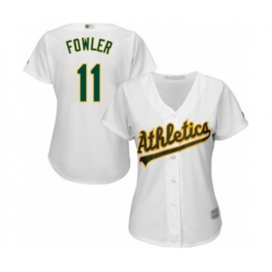 Women's Oakland Athletics #11 Dustin Fowler Authentic White Home Cool Base Baseball Player Jersey - Ujersey