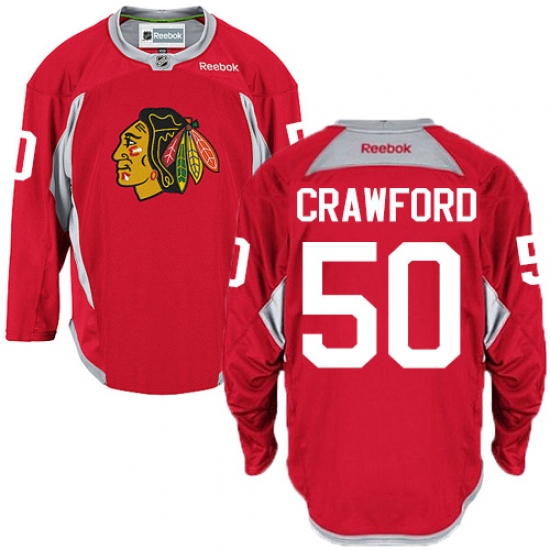 Men's Reebok Chicago Blackhawks #50 Corey Crawford Premier Red Practice NHL Jersey - Ujersey