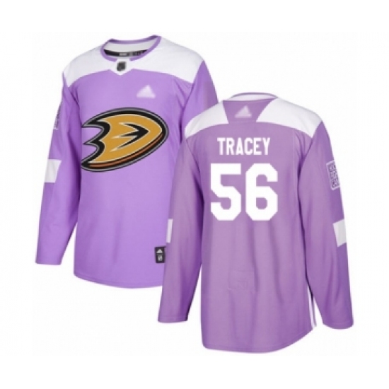 Youth Anaheim Ducks #56 Brayden Tracey Authentic Purple Fights Cancer Practice Hockey Jersey - Ujersey