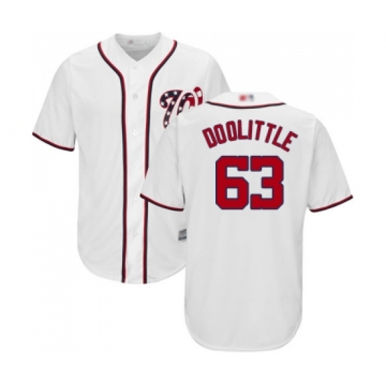 Men's Washington Nationals #63 Sean Doolittle Replica White Home Cool Base Baseball Jersey - Ujersey