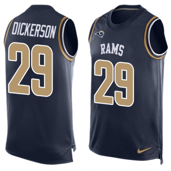 Men's Nike Los Angeles Rams #29 Eric Dickerson Limited Navy Blue Player Name & Number Tank Top NFL Jersey - Ujersey