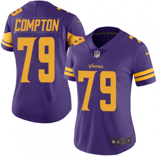 Women's Nike Minnesota Vikings #79 Tom Compton Limited Purple Rush Vapor Untouchable NFL Jersey - Ujersey