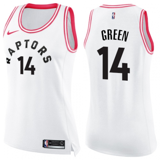 Women's Nike Toronto Raptors #14 Danny Green Swingman White Pink Fashion NBA Jersey - Ujersey