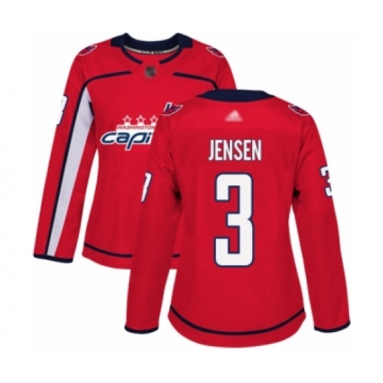 Women's Washington Capitals #3 Nick Jensen Authentic Red Home Hockey Jersey - Ujersey