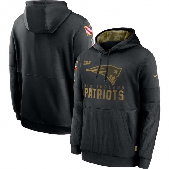 Men's NFL New England Patriots 2020 Salute To Service Black Pullover Hoodie - Ujersey