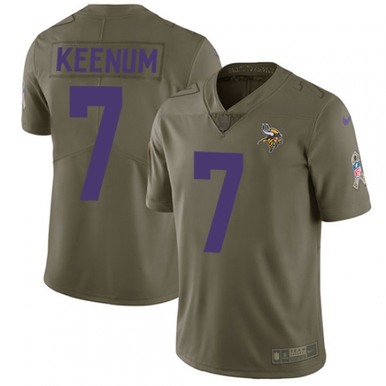 Youth Nike Minnesota Vikings #7 Case Keenum Limited Olive 2017 Salute to Service NFL Jersey - Ujersey