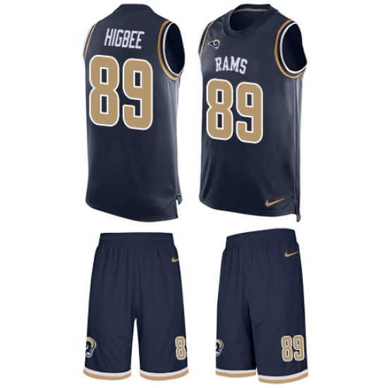 Men's Nike Los Angeles Rams #89 Tyler Higbee Limited Navy Blue Tank Top Suit NFL Jersey - Ujersey