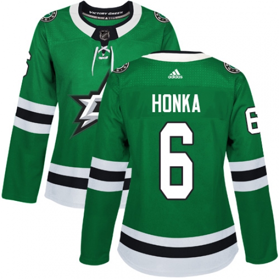 Women's Adidas Dallas Stars #6 Julius Honka Authentic Green Home NHL Jersey - Ujersey