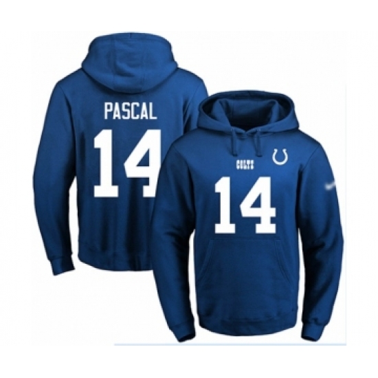 Football Men's Indianapolis Colts #14 Zach Pascal Royal Blue Name & Number Pullover Hoodie - Ujersey