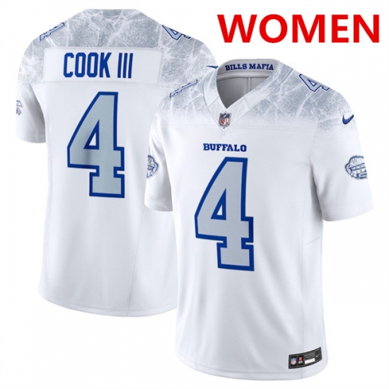 Women's Buffalo Bills #4 James Cook III White 2025 F.U.S.E. “Rivalries” Vapor Untouchable Football Stitched Jersey(Run Small) - Ujersey