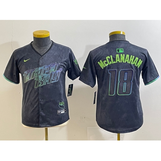 Youth Tampa Bay Rays #18 Shane McClanahan Charcoal 2024 City Connect Limited Stitched Jersey - Ujersey