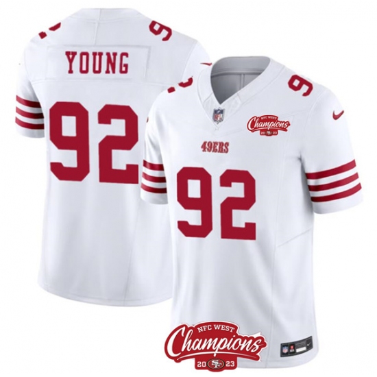 Men's San Francisco 49ers #92 Chase Young White 2023 F.U.S.E. NFC West Champions Football Stitched Jersey - Ujersey