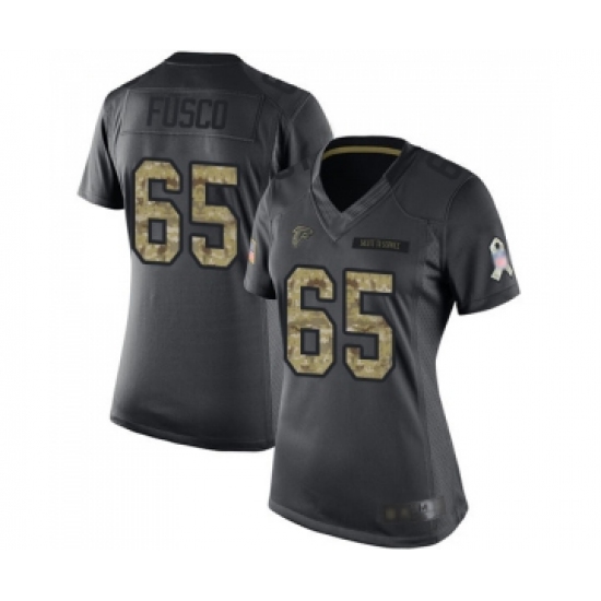 Women's Atlanta Falcons #65 Brandon Fusco Limited Black 2016 Salute to Service Football Jersey - Ujersey