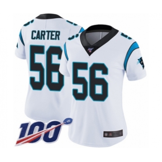 Women's Carolina Panthers #56 Jermaine Carter White Vapor Untouchable Limited Player 100th Season Football Jersey - Ujersey