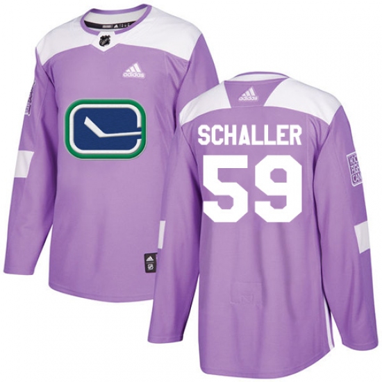 Men's Adidas Vancouver Canucks #59 Tim Schaller Authentic Purple Fights Cancer Practice NHL Jersey - Ujersey