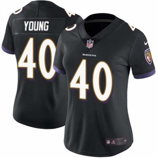 Women's Nike Baltimore Ravens #40 Kenny Young Black Alternate Vapor Untouchable Limited Player NFL Jersey - Ujersey