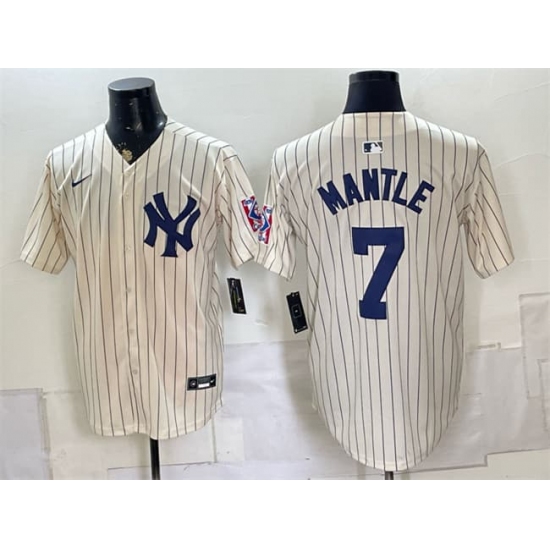 Men's New York Yankees #7 Mickey Mantle Cream 2026 Field of Dreams Stadium Stitched Baseball Jersey - Ujersey