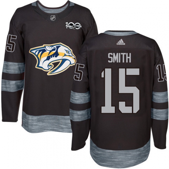 Men's Adidas Nashville Predators #15 Craig Smith Authentic Black 1917-2017 100th Anniversary NHL Jersey - Ujersey