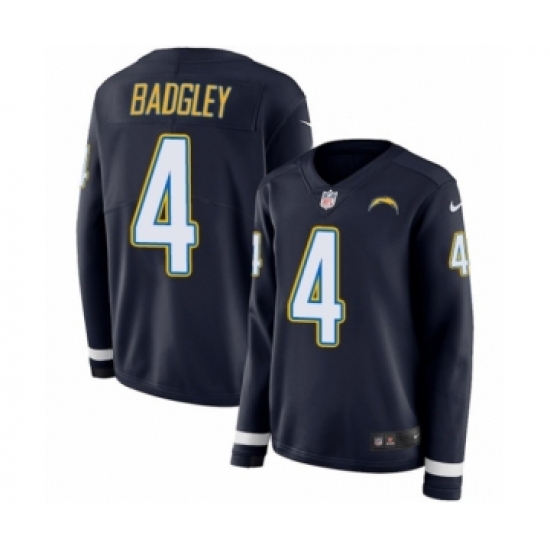 Women's Nike Los Angeles Chargers #4 Michael Badgley Limited Navy Blue Therma Long Sleeve NFL Jersey - Ujersey