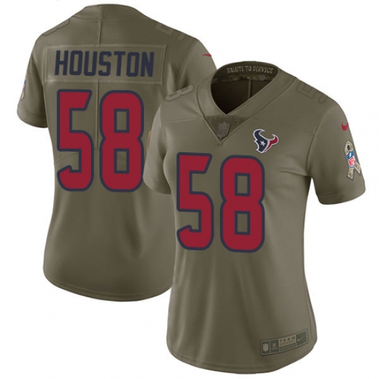 Women's Nike Houston Texans #58 Lamarr Houston Limited Olive 2017 Salute to Service NFL Jersey - Ujersey