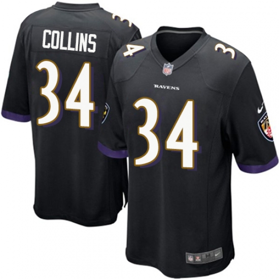 Men's Nike Baltimore Ravens #34 Alex Collins Game Black Alternate NFL Jersey - Ujersey