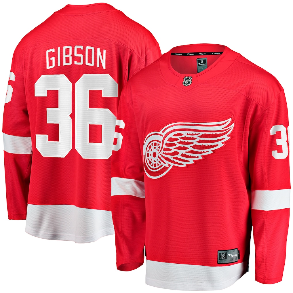Men's Detroit Red Wings John Gibson Fanatics Red Home Breakaway Jersey - ujerseystore